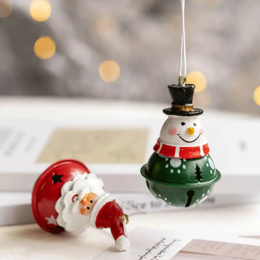 Iron Christmas Hanging Bell Ornament – Red & Green Santa Pendant Christmas Bell Ornament Richie's