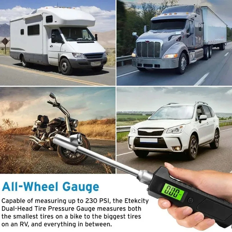 Digital Tire Pressure Gauge 230 PSI Dual Head LCD Flashlight Tire Pressure Gauge Richie's