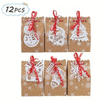 12 Christmas Kraft Paper Gift Bags with Tags & Ribbon Christmas Gift Bags Richie's