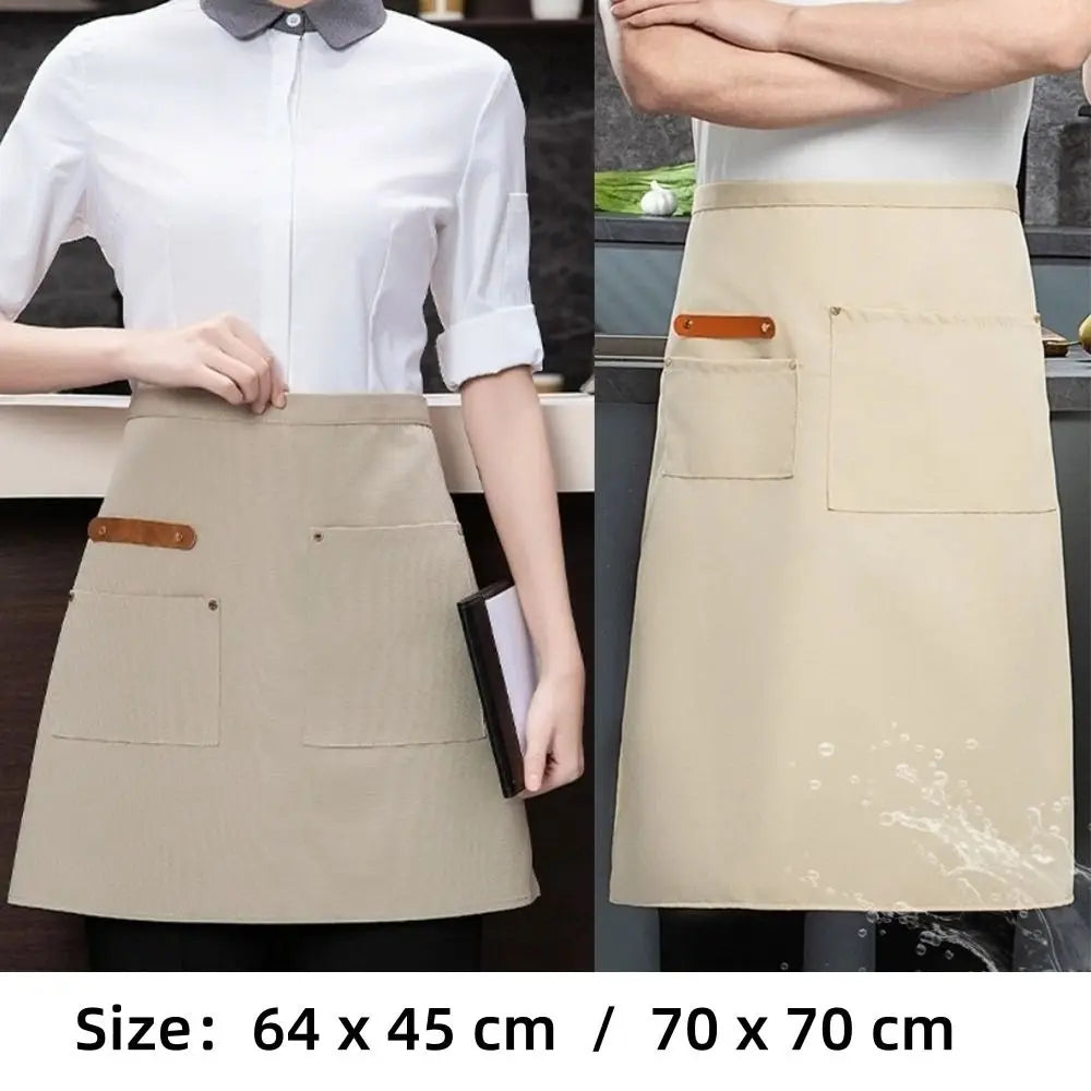 Canvas Half Apron Multi-Pocket Waterproof Kitchen Restaurant Kitchen Apron Richie's