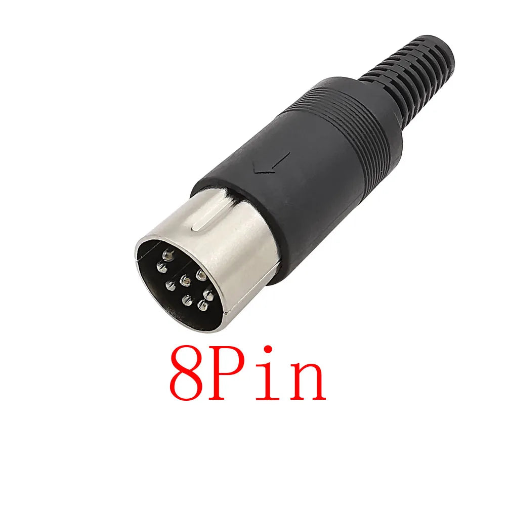 DIN 3 4 5 6 8 Pin Male Plug Female Socket Connector 2Pcs DIN Connector Richie's 8Pin-J-2Pcs