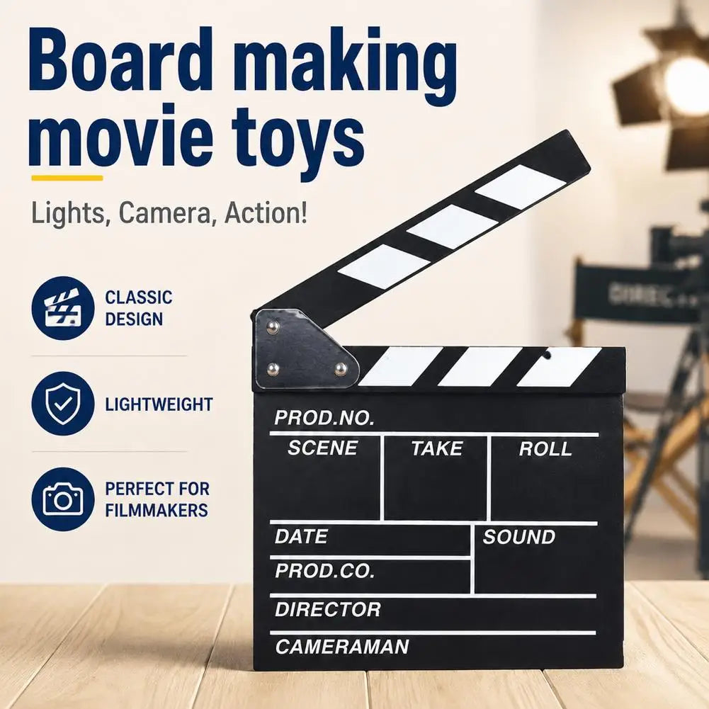 Wooden Movie Clapperboard 20x20cm – Film Slate & Prop Movie Clapperboard Richie's