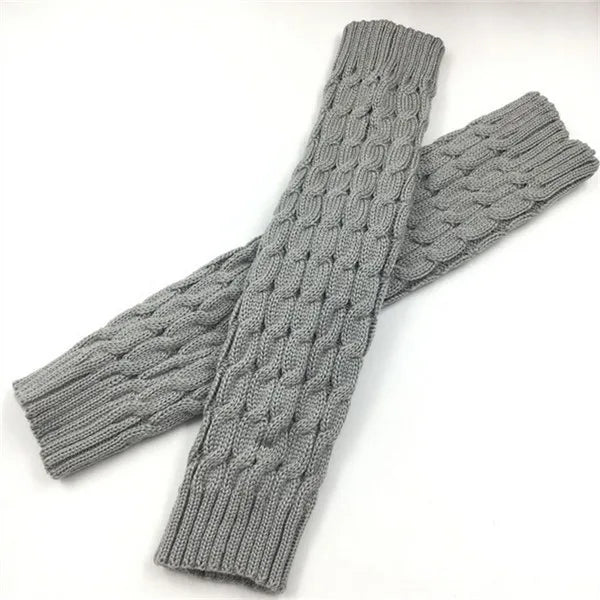 Women's Floral Knit Leg Warmers – Knee Cover & Sports Socks Leg Warmers Richie's light gray