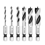 6-Pc HSS Brad Point Stubby Drill Bit Set – 1/4" Hex Shank Wood Drill Bit Set Richie's SAE