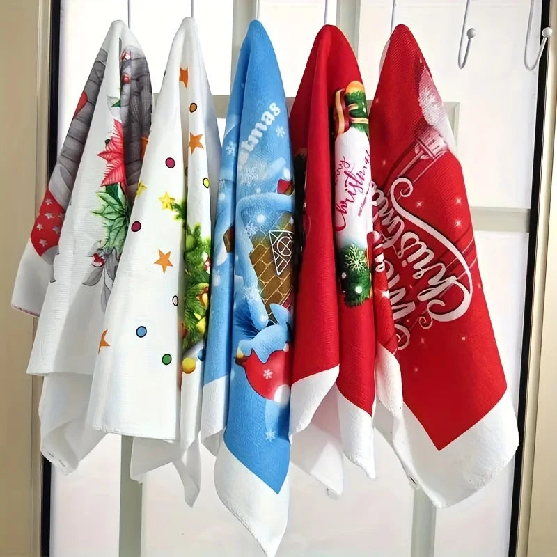 Christmas Microfiber Towels – Snowflake & Tree Festive Patterns Christmas Microfiber Towels Richie's 5pcs