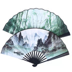 Double-Sided Silk Bamboo Folding Fan – Chinese Hanfu Style Decorative Folding Fan Richie's