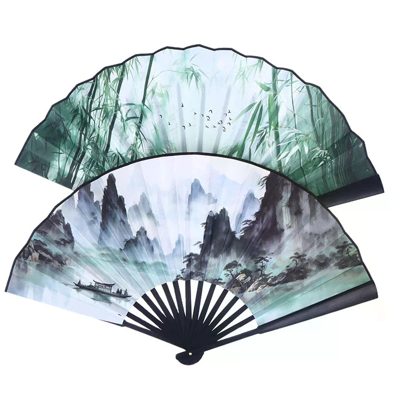 Silk & Bamboo Chinese Folding Fan – Hanfu Photography Prop Decorative Folding Fan Richie's