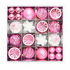 40-Pack Pink White Shatterproof Christmas Baubles & Snowflake Christmas Ornaments Richie's