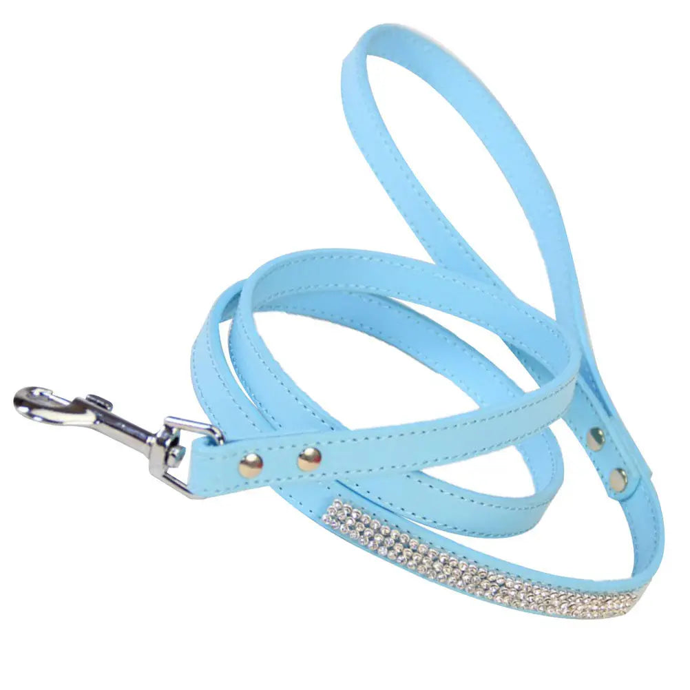 Sparkly Rhinestone Dog Leash for Small Dogs | Bling PU Leash Rhinestone Dog Leash Richie's