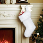 White Furry Christmas Stocking Plush Gift Bag Xmas Decoration Christmas Stocking Richie's