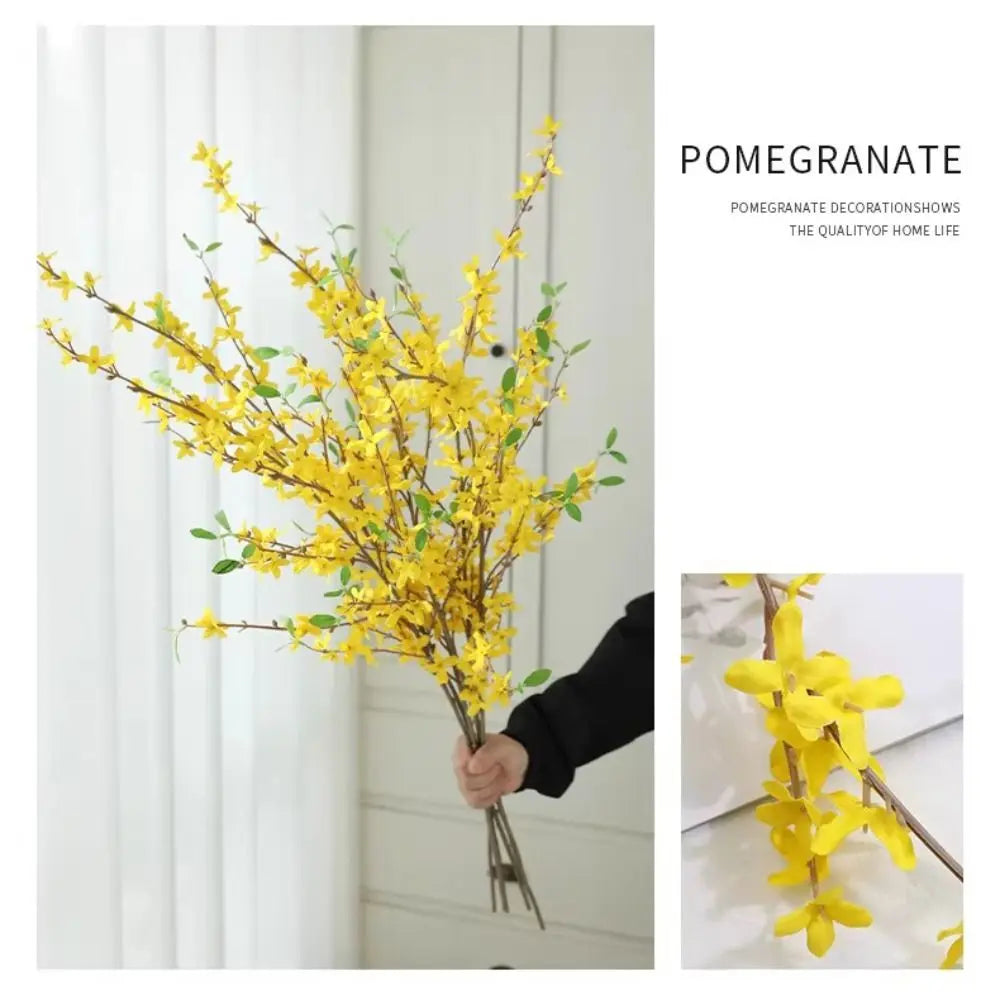 Yellow Faux Forsythia Stem 100cm – 12-Fork Artificial Flower Artificial Flower Stem Richie's