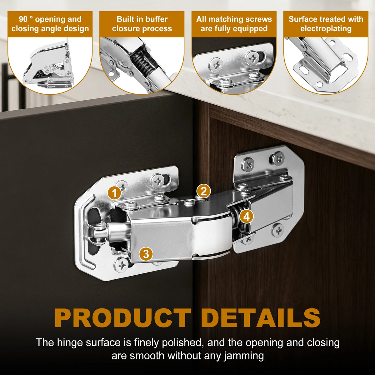 8Pcs Soft Close Cabinet Hinges – Stainless Steel Surface Mount Cabinet Hinges Richie's