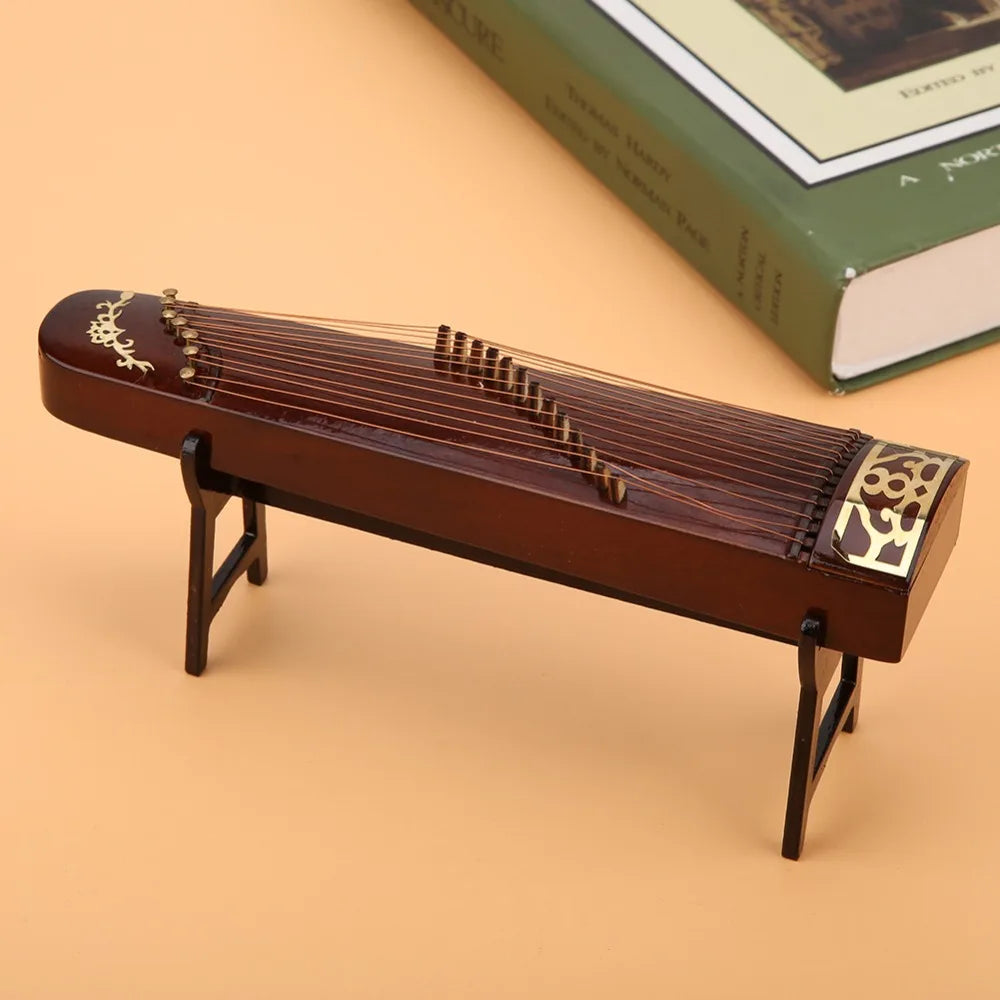 Miniature Guzheng Model – Wooden Chinese Instrument Décor Decorative Miniature Model Richie's