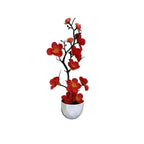 Red Artificial Plum Blossom Bonsai | Fake Flower Potted Plant Artificial Potted Plant Richie's