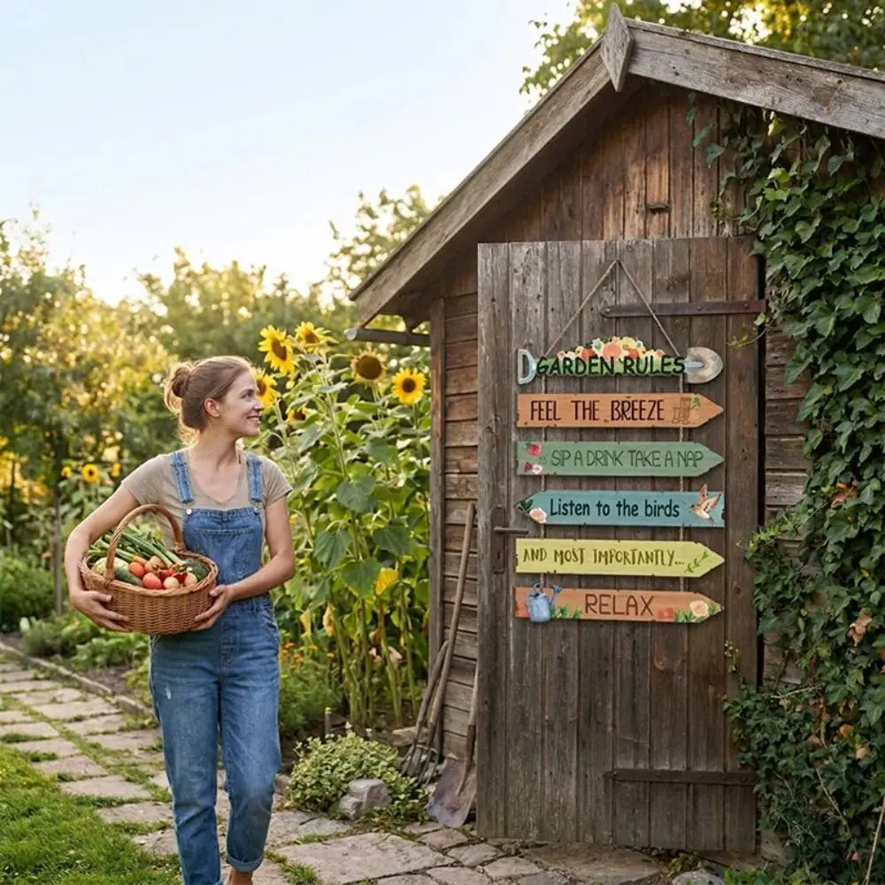 Rustic Wooden Garden Hanging Sign | Wall Decor Plaque Garden Wall Sign Richie's