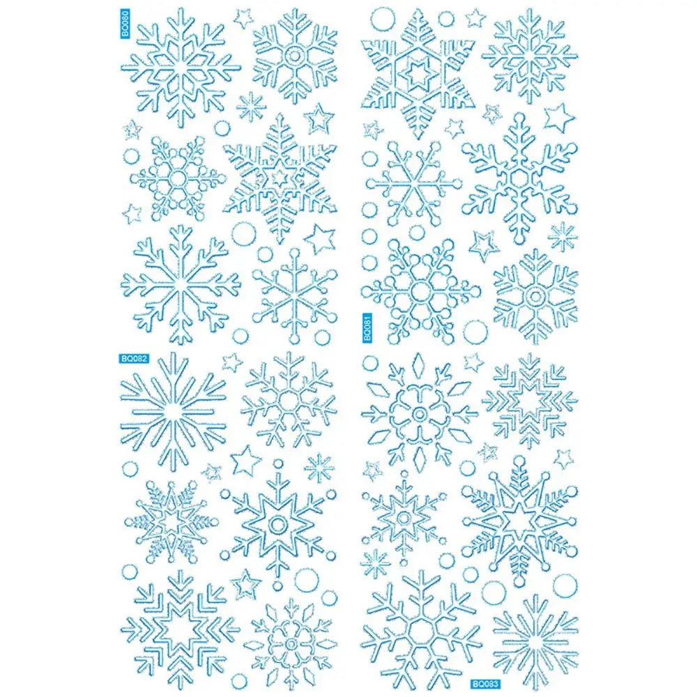 Christmas Snowflake Electrostatic Wall Stickers – Green & Silver Christmas Wall Stickers Richie's