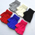 Kids Fingerless Knit Gloves – Stretchy Half-Finger Winter Mittens Kids Winter Gloves Richie's