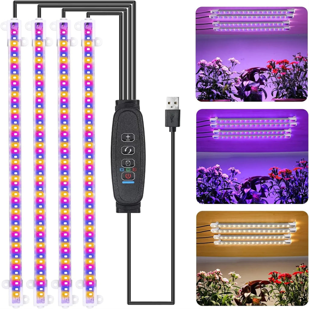 Full Spectrum LED Grow Light Bar USB 5V Dimmable Timer Indoor Plants LED Grow Light Richie's 3 Colors 4Heads
