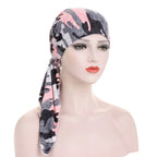 Women's Printed Pre-Tied Turban Cap Hijab Headscarf Bandana Turban Headscarf Cap Richie's pink camouflage
