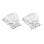 Gothic Lolita Wrist Cuffs Bowknot Lace Trim Maid Cosplay Set Cosplay Wrist Cuffs Richie's White-A One Size