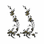 Cherry Blossom Iron-On Embroidery Patches – 2Pcs Floral Appliqué Embroidery Iron-On Patch Richie's Black