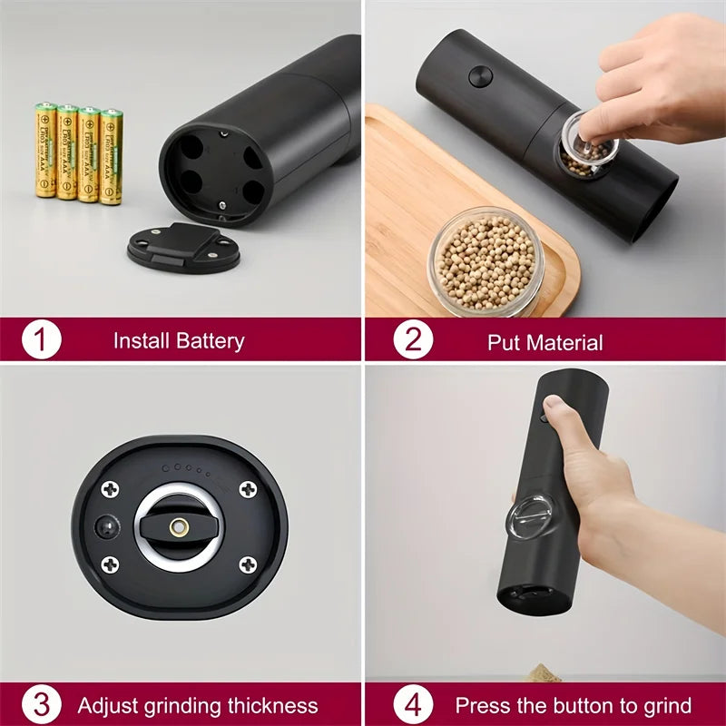 Electric Salt & Pepper Grinder Set – LED Light, Ceramic Core Electric Spice Grinder Richie's