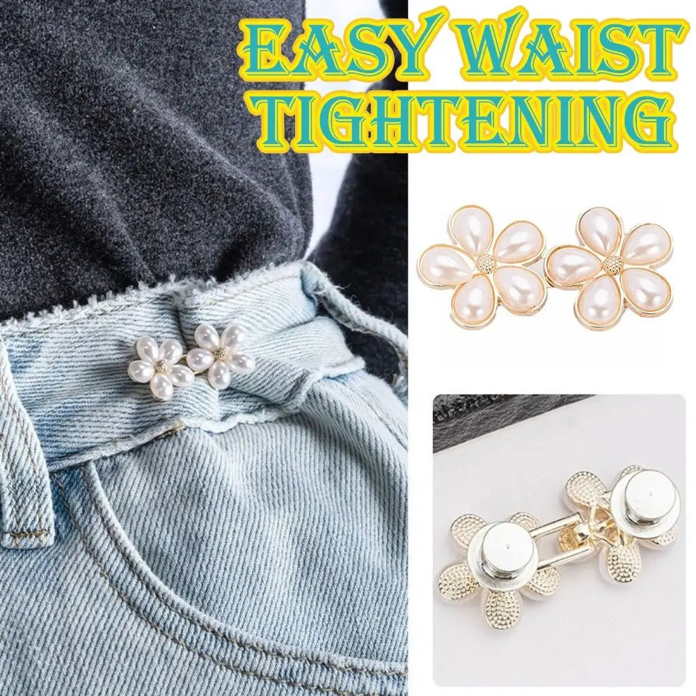 Pearl Flower No-Sew Waist Adjuster Snap Button for Jeans Clothing Snap Button Richie's
