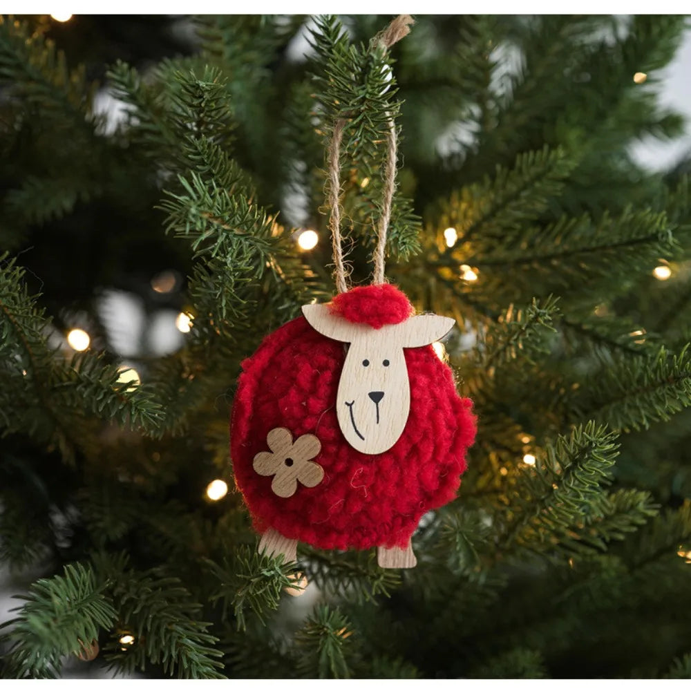 Handmade Felt Sheep Christmas Ornament – Pom-Pom Tree Pendant Christmas Ornament Richie's