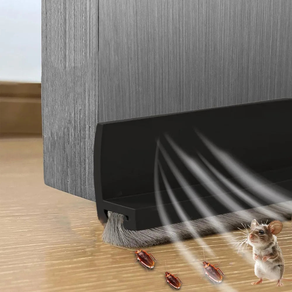 Self-Adhesive Door Draft Stopper Brush Seal Strip | Soundproof Door Seal Strip Richie's Black-30MM