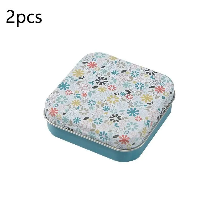 2-Pack Square Flip Top Tin Box – Portable Small Item Organizer Tin Storage Box Richie's A1