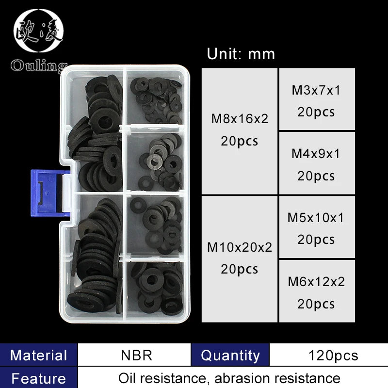 NBR Nitrile O-Ring Assortment Kit – Oil & Water Resistant Gaskets O-Ring Gasket Kit Richie's BNB120-Gasket