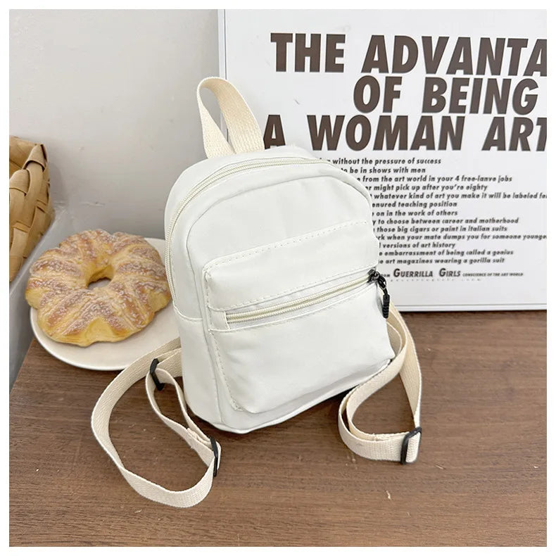 Mini Nylon Backpack Women Teen Girls Casual School Rucksack Mini Backpack Richie's Khaki