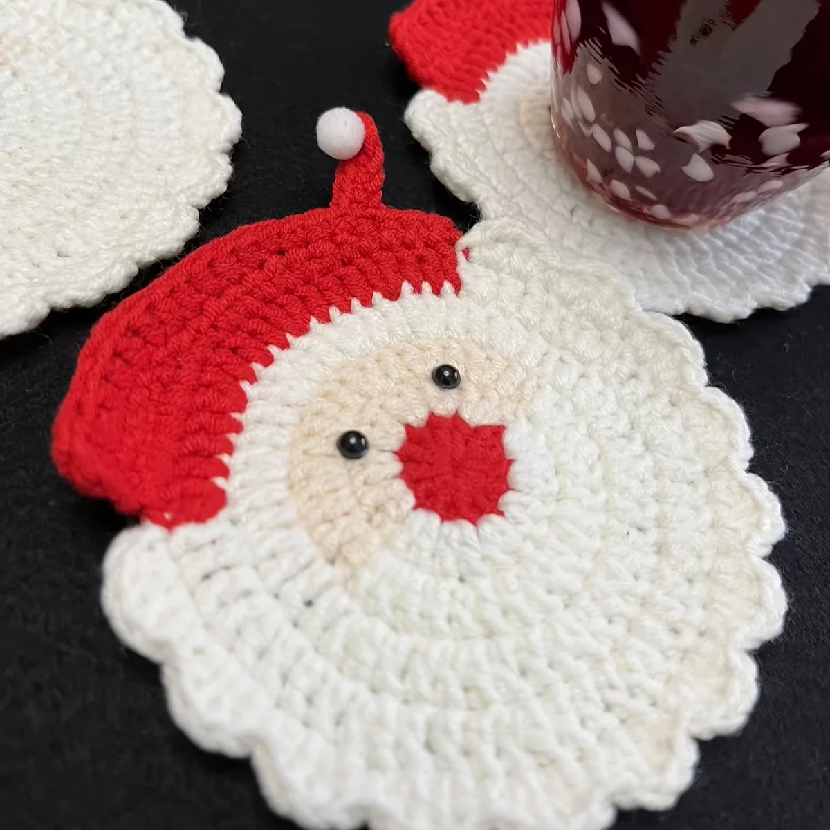 Handmade Crochet Santa Claus Coaster – Christmas Table Decor Christmas Crochet Coaster Richie's