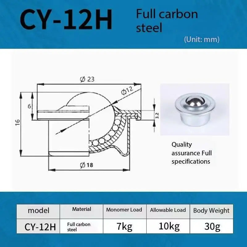 5pcs SUS304 Stainless Steel Ball Roller Universal Caster CY-H Ball Transfer Caster Richie's CY-12H Carbon Steel 5pcs