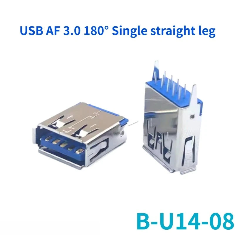 5-Pack USB 3.0 Female Sockets – 90° & 180° Type-A & Type-B USB Connector Socket Richie's B-U14-08 Straight180 5PCS