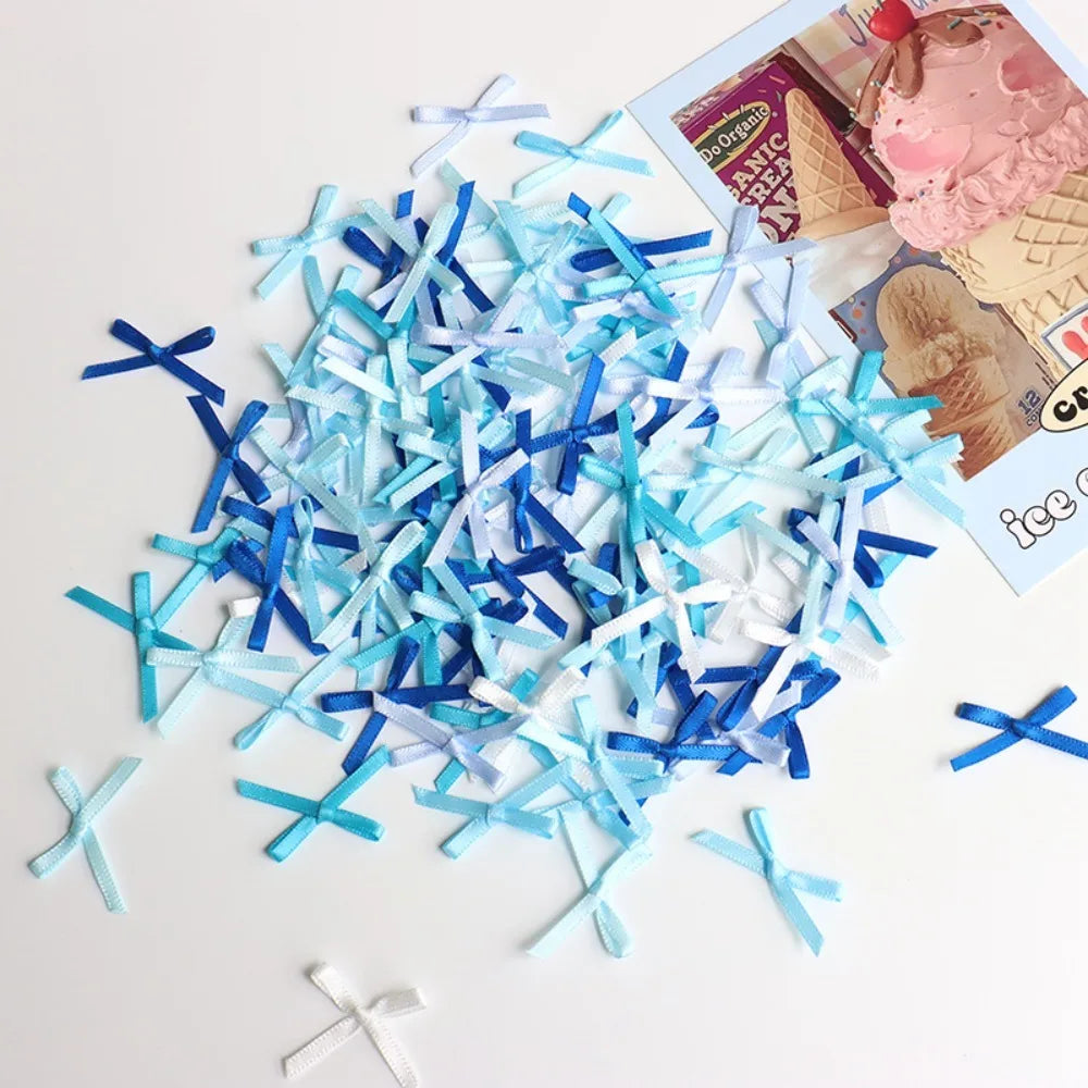 100pcs Mini Ribbon Bows 2x3cm DIY Gift Wrapping Craft Decoration Craft Ribbon Bows Richie's Mixed Color 9 L