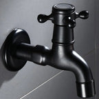 HOBHE Matte Black Brass Wall Mount Bibcock Faucet – Garden & Laundry Wall Mount Faucet Richie's LONG B