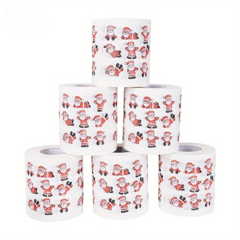 5 Rolls Christmas Toilet Paper – Santa Holiday Design Napkins Novelty Holiday Paper Richie's