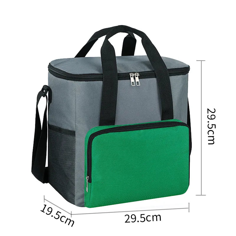 Portable Insulated Thermal Lunch Bag Waterproof Cooler Food Box Insulated Lunch Bag Richie's green no logo