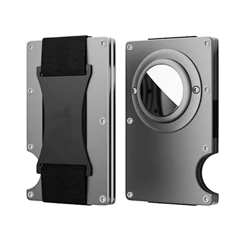 Zeeker Slim AirTag Wallet – RFID Blocking Metal Money Clip Metal Card Wallet Richie's GRAY