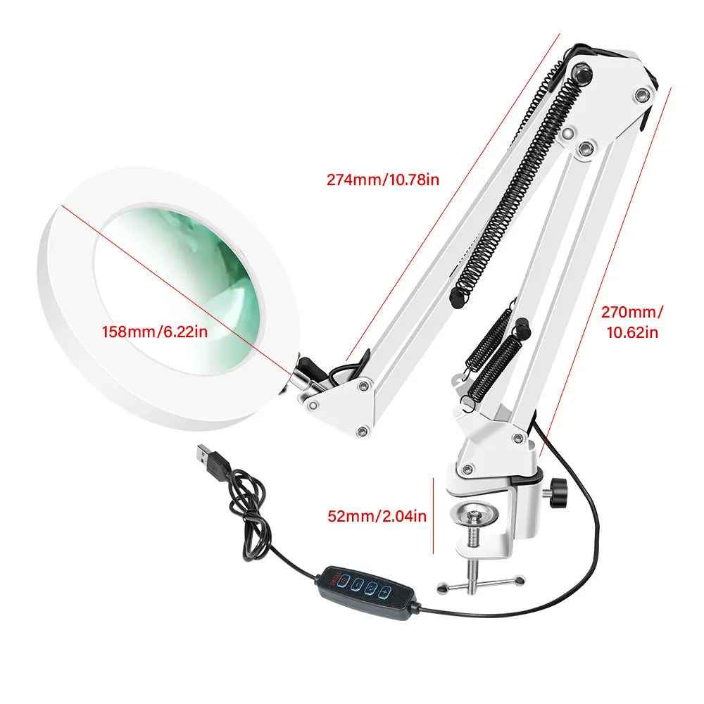 72-LED Magnifier Desk Lamp 8x/10x Remote Control 3 Color Magnifier Desk Lamp Richie's