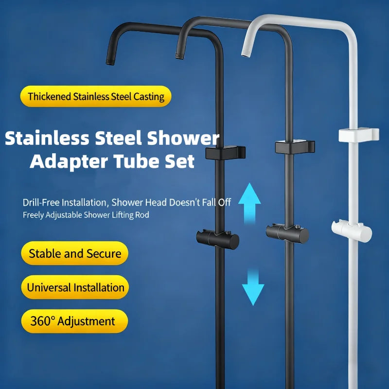 Stainless Steel Shower Adapter Tube Set & Head Holder Shower Extension Set Richie's