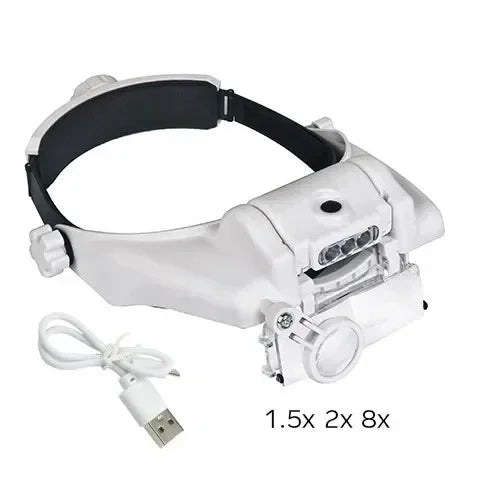 LED Headband Magnifier Loupe USB Rechargeable 1.5x–8x Headband Magnifier Loupe Richie's Group 1