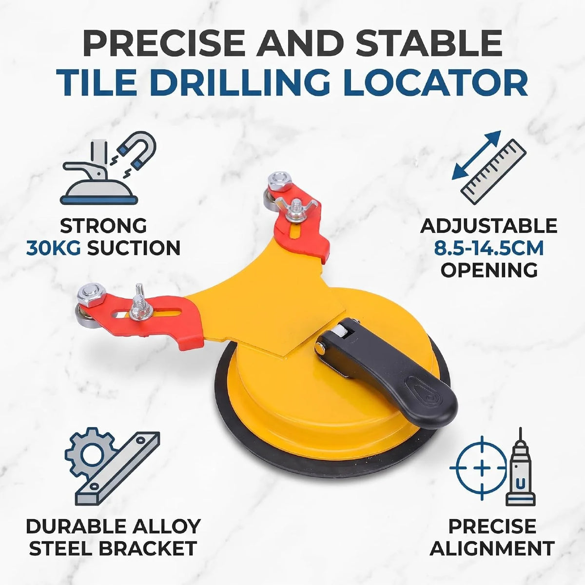 Suction Cup Tile Drill Guide – 30kg Adjustable Drilling Locator Drill Locator Guide Richie's