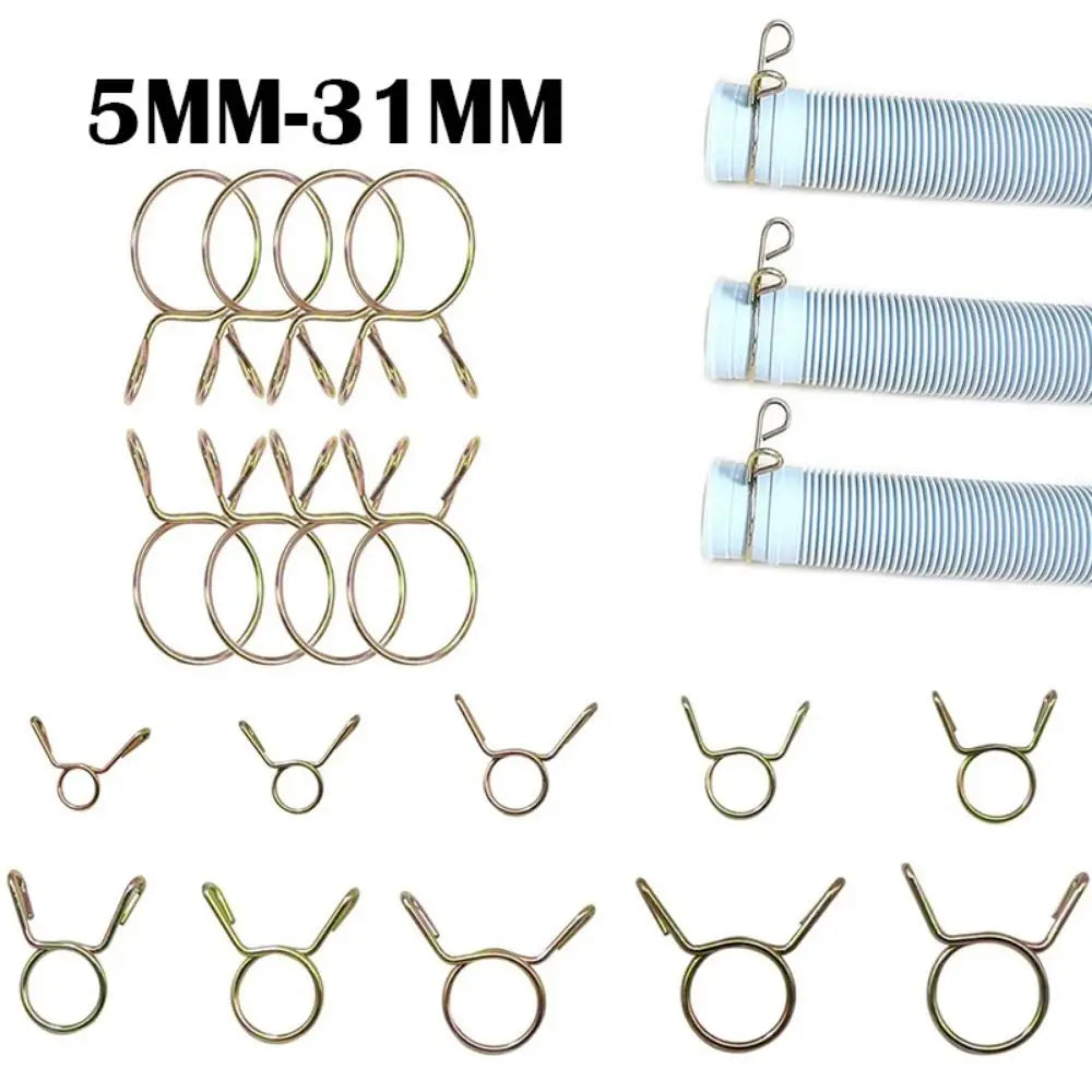10Pcs Hose Clamp Kit 5–31mm Zinc Plated Spring Steel Pipe Clips Hose Clamp Kit Richie's