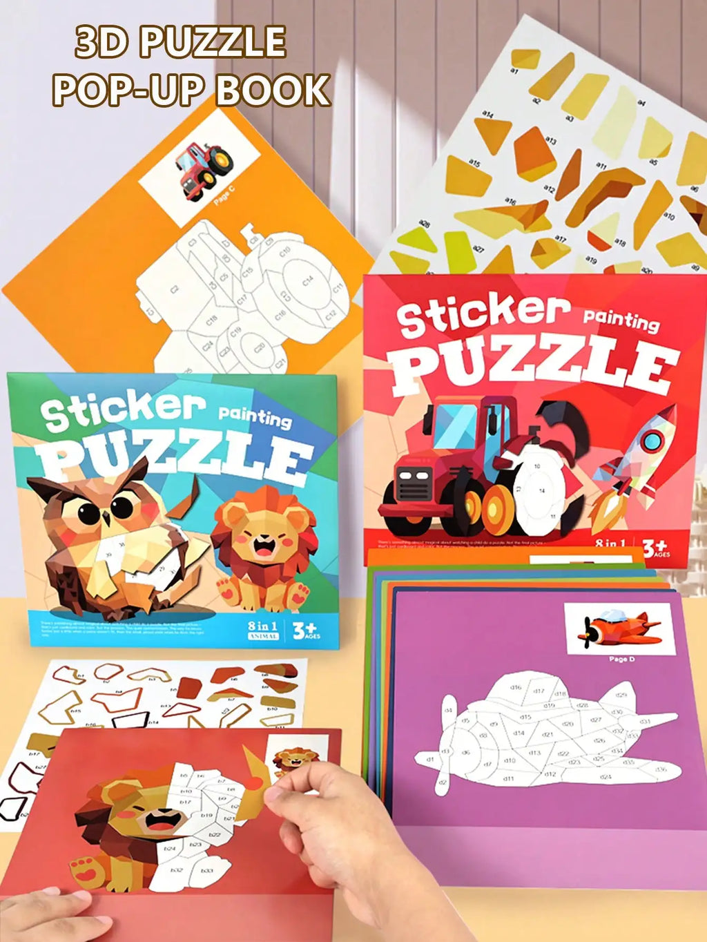 Children's 3D Pop-Up Sticker Book – Montessori Quiet Book Ages 3–6 Kids Activity Book Richie's