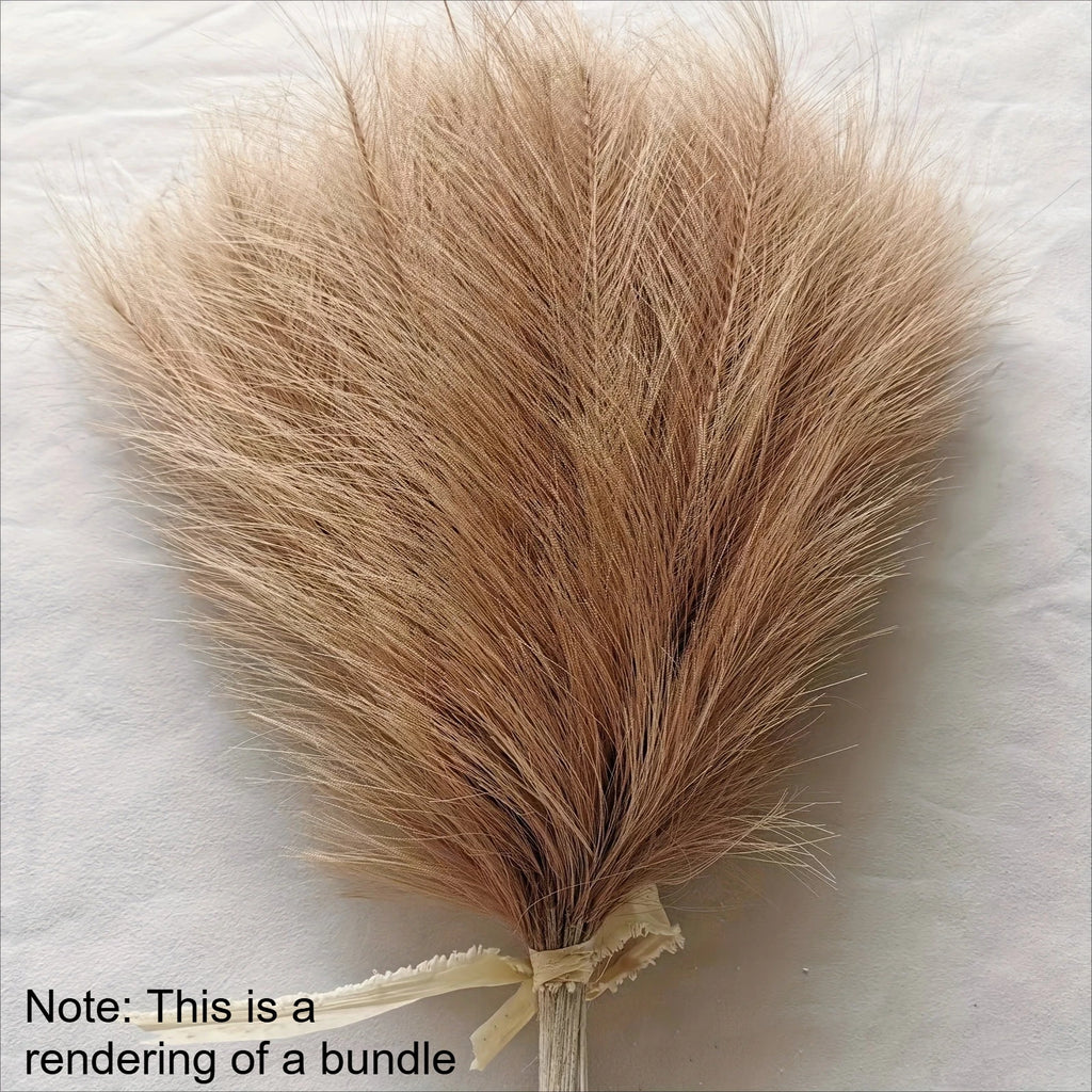 10pcs Faux Reed Grass Feather Stems – Artificial Home Décor Artificial Flower Stems Richie's brown 10pcs
