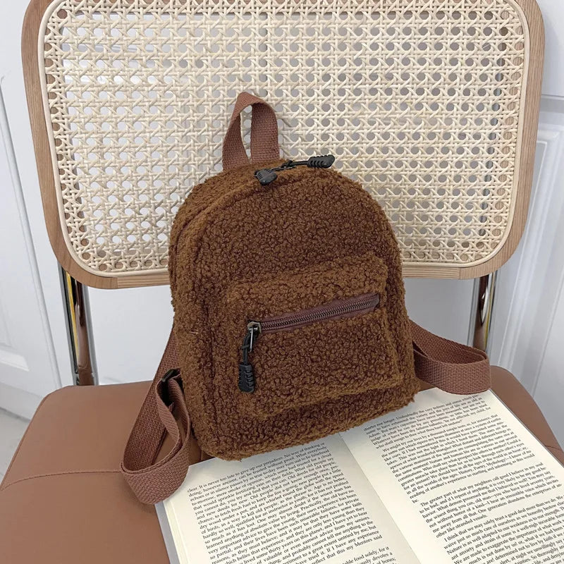 Women's Mini Corduroy Backpack – Casual Small Bookbag Mini Backpack Richie's Brown 17x21x11cm