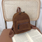 Women's Mini Corduroy Backpack – Casual Small Bookbag Mini Backpack Richie's Brown 17x21x11cm