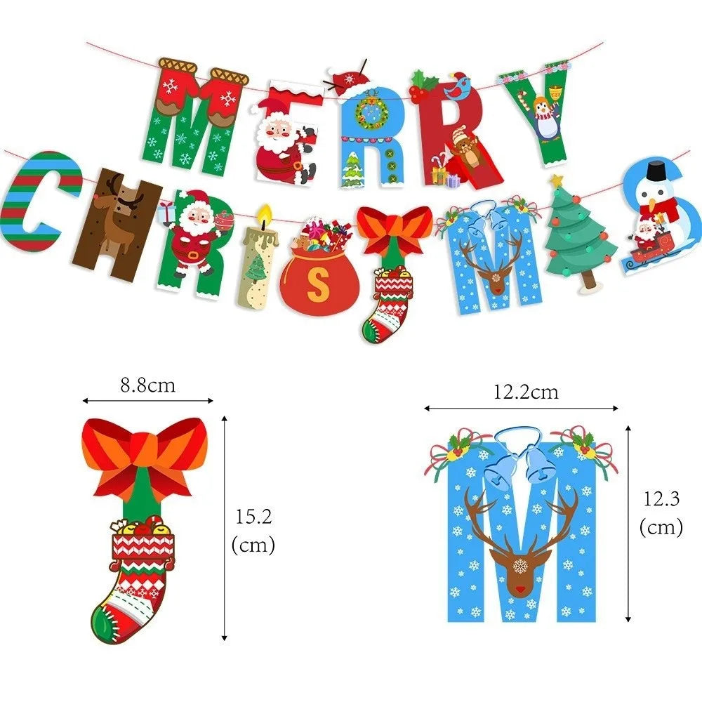 Christmas Hanging Bunting Banner – Xmas Non-Woven Party Decor Christmas Bunting Banner Richie's G